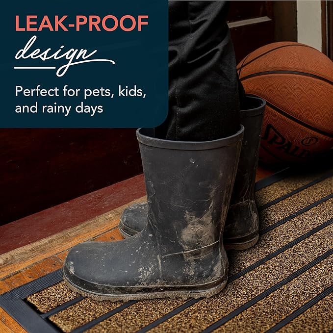 ubdyo Extra Durable Door Mat - Dirt Trapping Outdoor Welcome Mats - Non-Slip Outdoor Indoor Entrance - Low Profile Front Doormat (30" x 17", Bright Brown)