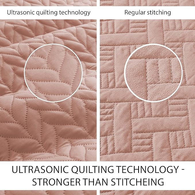 IR Imperial Rooms Twin Quilt Bedding Set (68” x 86”) - Bulk Pack of 10 Wholesale for Hotels, Guest Bedroom & Airbnbs - Lightweight Microfiber Reversible Embossed Quilts Bedspreads (Peach)