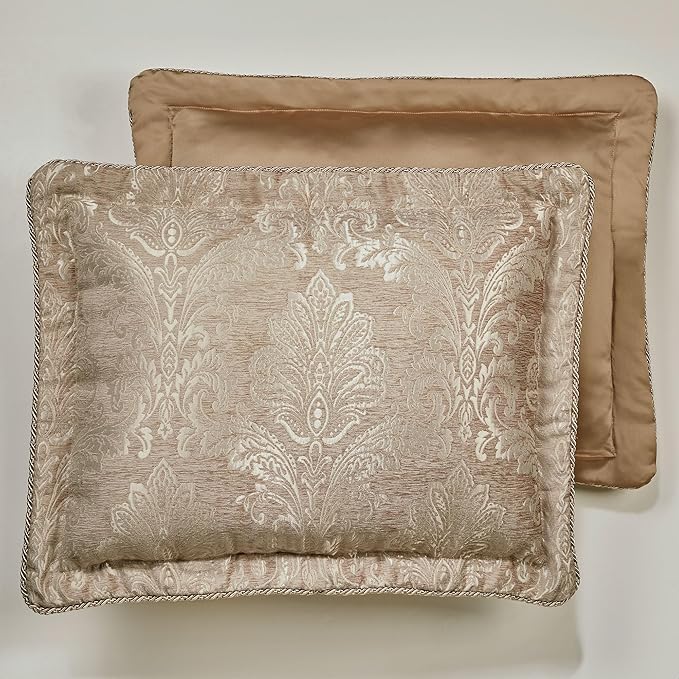 Touch of Class Camelot Luxury Bedding | Neutral Almond | Matte Satin Damask on Richly Textured Jacquard-Woven Chenille | Designed 3 Piece Set Includes Queen Quilted Bedspread & 2 Standard Shams