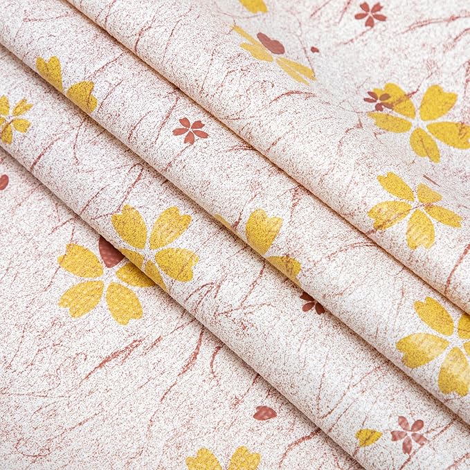RAY STAR 12X120 Inch Shelf Liner for Kitchen Cabinets, Non-Adhesive Cabinet Liner Washable, PVC Drawer Liner for Dresser Non-Slip Bathroom (Yellow-Floral)(2 Roll)