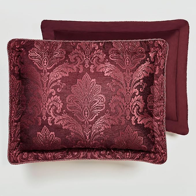 Touch of Class Camelot Luxury Bedding | Robust Burgundy | Matte Satin Damask on Richly Textured Jacquard-Woven Chenille | Designed 3 Piece Set Includes Cal King Quilted Bedspread & 2 King Shams