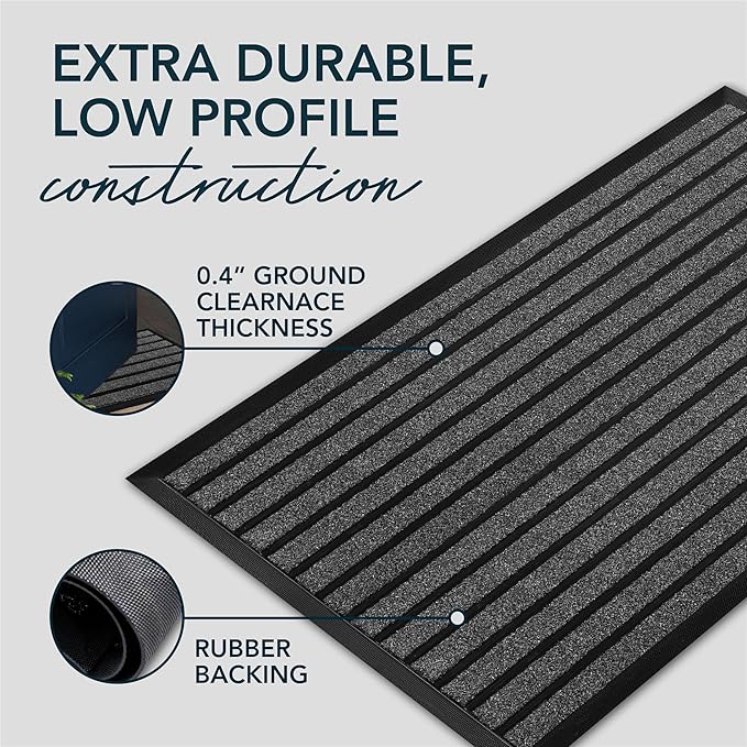 ubdyo Extra Durable Door Mat - Dirt Trapping Outdoor Welcome Mats - Non-Slip Outdoor Indoor Entrance - Low Profile Front Doormat(47" x 32", Bright Grey)
