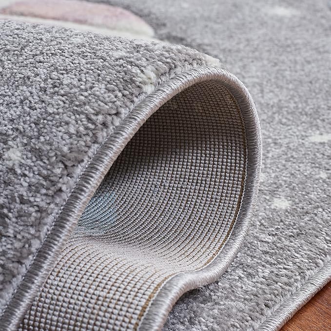 SAFAVIEH Carousel Kids Collection Area Rug - 9' x 12', Grey & Lavender, Non-Shedding & Easy Care, Ideal for High Traffic Areas for Boys & Girls in Playroom, Nursery, Bedroom (CRK103F)