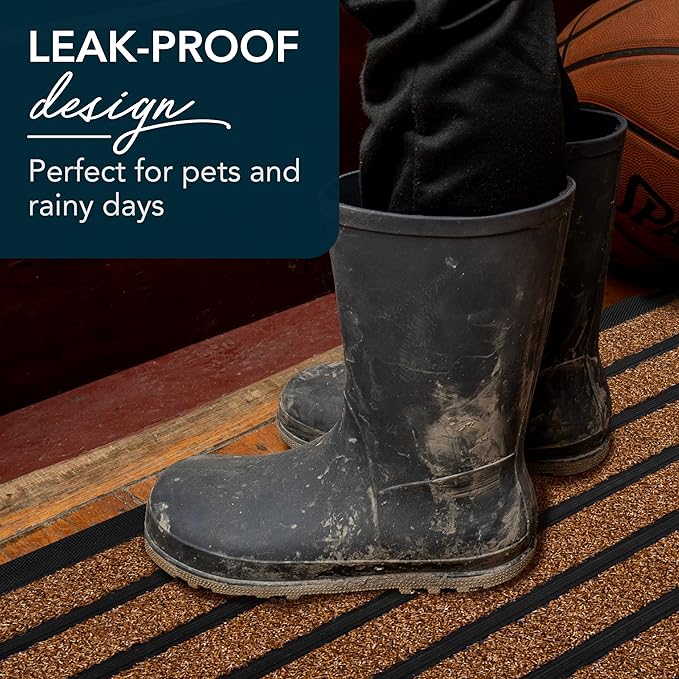 ubdyo Extra Durable Door Mat - Dirt Trapping Outdoor Welcome Mats - Non-Slip Outdoor Indoor Entrance - Low Profile Front Doormat (36" x 24", Bright Brown)