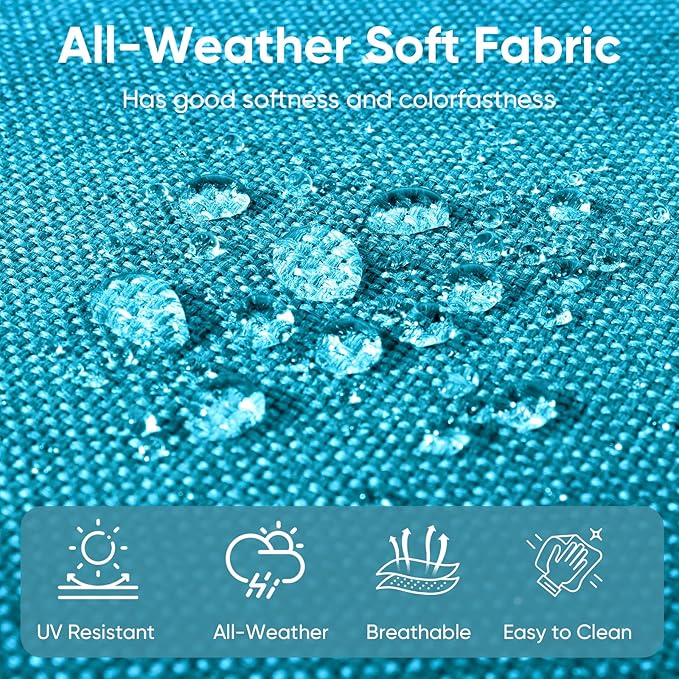 Patio Chair Cushions 4 Packs - Outside High Back Thick Water-Resistant Cushion 22x24 with Zipper Cover for Outdoor Glider Rocking Chairs Loveseat Couch – Teal/Buckle