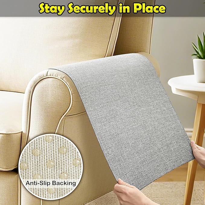 Couch Arm Covers, Waterproof Armrest Cover for Sofa, Armchair, Loveseat, Non-Slip Recliner Arm Cover, Sofa Arm Covers, Headrest Covers, Arm Chair Covers Set of 2 (Light Gray, 28"×24")