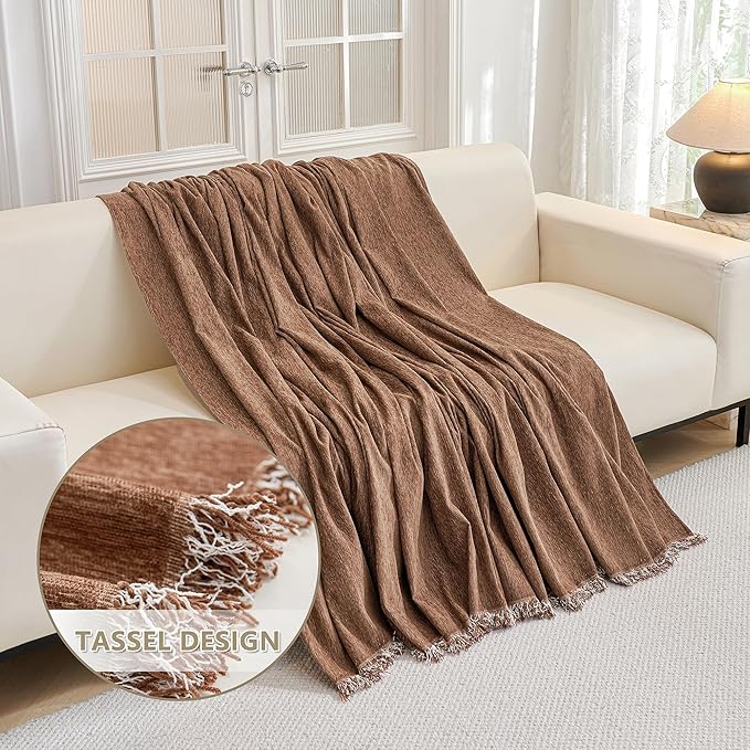 MYSKY HOME Oversized Armchair Couch Cover for 1 Cushion Couch, Washable Sofa Protector, Chair Couch Covers with Tassel Sofa Covers Sofa Throws Sofa Slipcovers Futon Cover for Pet, Kid, 71"X91", Camel