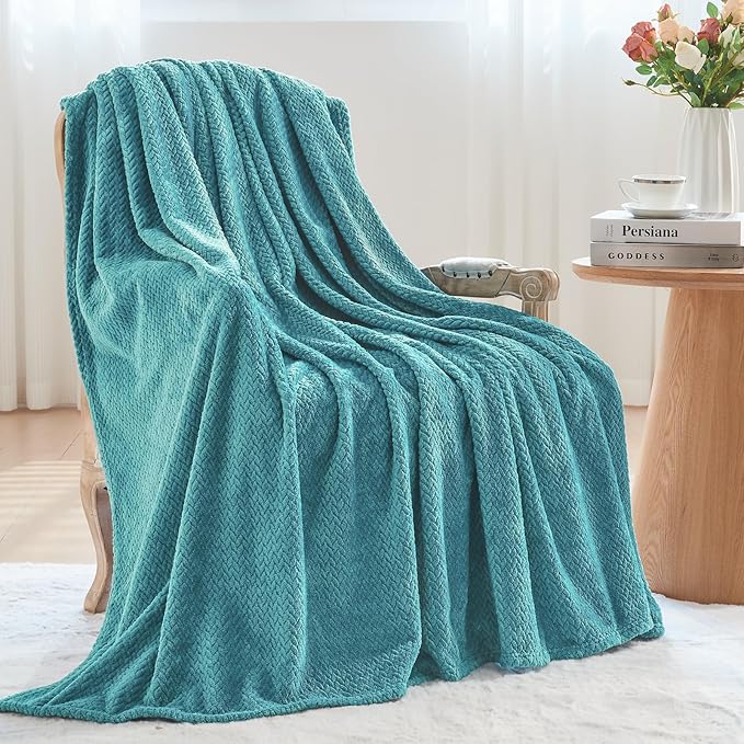 NEWCOSPLAY Super Soft Queen Blanket Dark Blue Premium Silky Flannel Fleece Leaves Pattern Lightweight Bed Blanket All Season Use (Dark Blue, Queen(90"x90"))