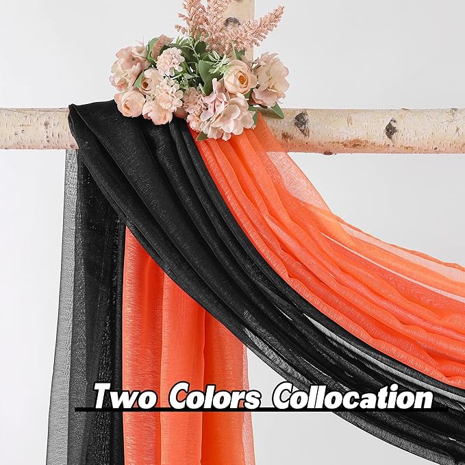 DONREN Jet Black Window Scarf Curtains for Outdoor Decoration - Add Luxury Beautiful Elegant Effect to Curtain Panels (1 Panel, 34 x 216 Inches Long)