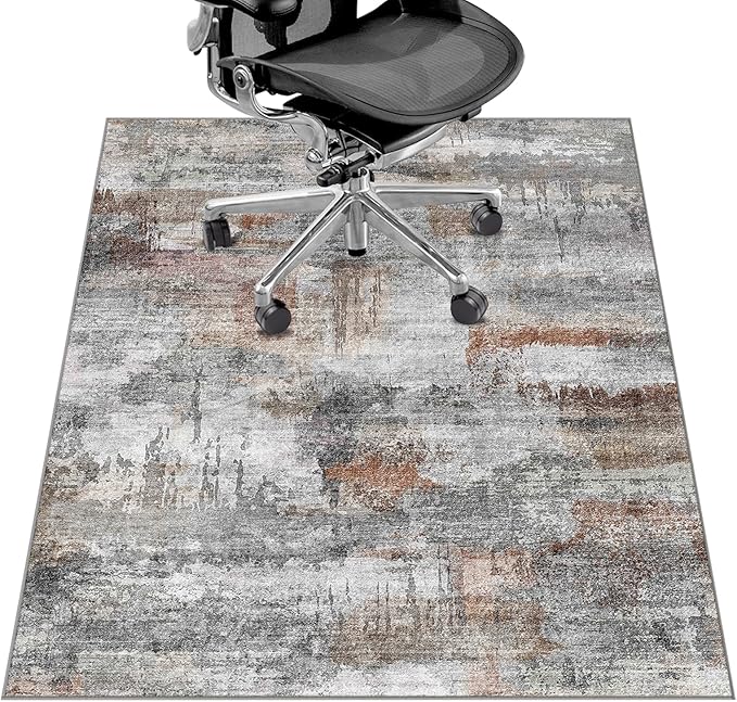 Office Chair Mat for Hardwood Floor&Tile Floor,36"X 48" Heavy Duty Desk Chair Mat for Hard Floors,Under Desk Rug for Rolling Computer Chair,Anti Slip,Low Pile Carpet Floor-Abstract Grey