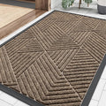 Smiry Front Door Mat Outside Entrance, Heavy Duty Sturdy Natural Rubber Doormat, Trap Dirt and Moisture, Easy Clean Low Profile Mats for Indoor Outdoor Entry, Irregular Triangle (36x24, Taupe)