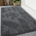 Smiry Front Door Mat Outside Entrance, Heavy Duty Sturdy Natural Rubber Doormat, Trap Dirt and Moisture, Easy Clean Low Profile Mats for Indoor Outdoor Entry, Irregular Triangle (47x17, Grey)