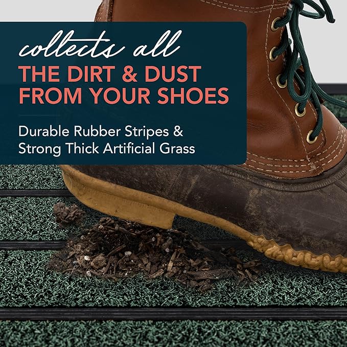 ubdyo Extra Durable Door Mat - Dirt Trapping Outdoor Welcome Mats - Non-Slip Outdoor Indoor Entrance - Low Profile Front Doormat (47" x 32", Bright Green)