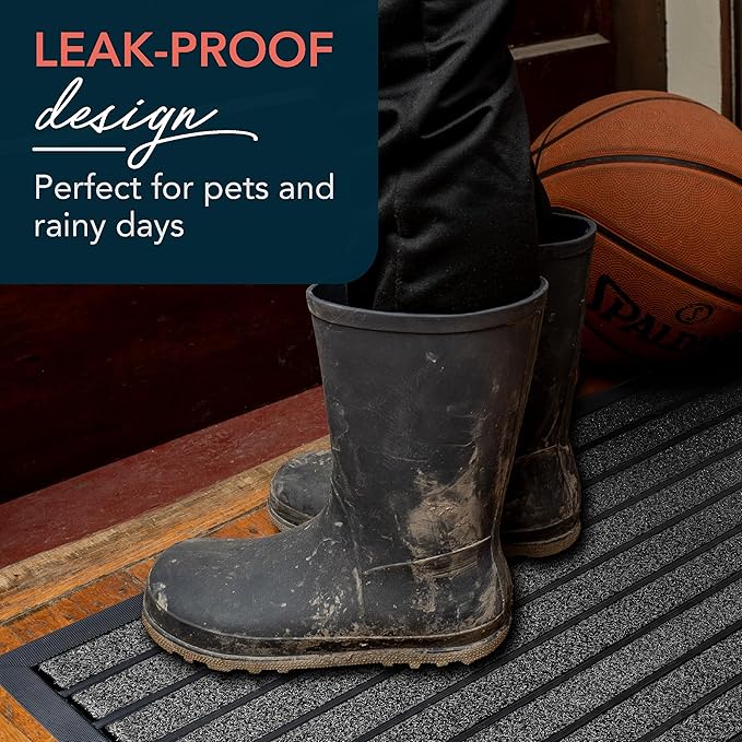 ubdyo Extra Durable Door Mat - Dirt Trapping Outdoor Welcome Mats - Non-Slip Outdoor Indoor Entrance - Low Profile Front Doormat (32" x 20", Bright Grey)