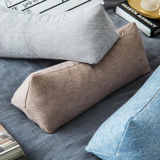 Buckwheat Neck Support Pillow Cervical Neck Cylinder Bolster Pillow,Buckwheat Hulls Adjustable Roll Pillow,Neck Pain Relief for Back and Side Sleepers Round Pillows for Lunch Break blue, 6*15 inch