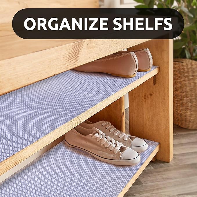 RAY STAR 12X120 Inch Shelf Liner for Kitchen Cabinets, Non-Adhesive Cabinet Liner Washable, PVC Drawer Liner for Dresser Non-Slip Bathroom (Blue Circle)(5 Roll)