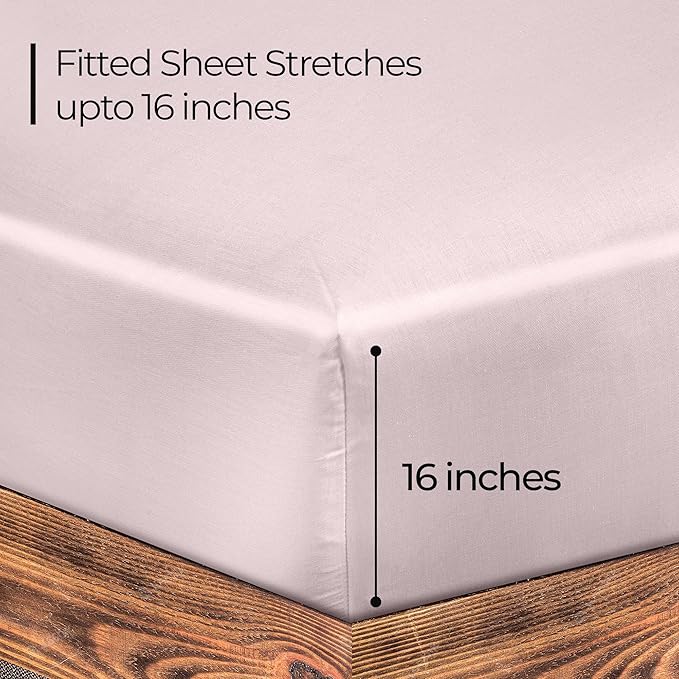 ROYALE LINENS 300 Thread Count 100% Long Staple Combed Cotton Fitted Sheet California King - Super Soft Deep Pocket Bottom Sheet - Fitted Sheets Only - Elastic Sheets (Cal King, Lavender)