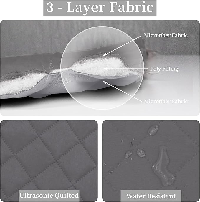 Easy-Going Twin Size Reversible Quilt Set with 1 Quilt and 1 Pillow Shams, Soft Bed Quilt Cover, Water Resistant Lightweight Microfiber Bedspread, Stain Resistant, Gray/Light Gray