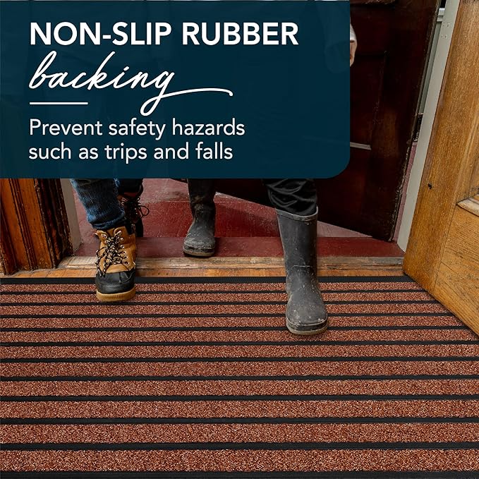 ubdyo Extra Durable Door Mat - Dirt Trapping Outdoor Welcome Mats - Non-Slip Outdoor Indoor Entrance - Low Profile Front Doormat (47" x 32", Bright Burgundy)