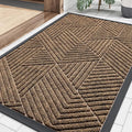 Smiry Front Door Mat Outside Entrance, Heavy Duty Sturdy Natural Rubber Doormat, Trap Dirt and Moisture, Easy Clean Low Profile Mats for Indoor Outdoor Entry, Irregular Triangle (36x24, Brown)
