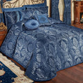 Touch of Class Camelot Luxury Bedding | Calming Navy Blue | Matte Satin Damask on Richly Textured Jacquard-Woven Chenille | Designed 3 Piece Set Includes Queen Bedspread and 2 Standard Shams