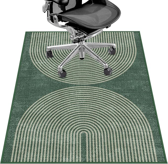 Office Chair Mat for Hardwood Floor&Tile Floor,36"X 48" Heavy Duty Desk Chair Mat for Hard Floors,Under Desk Rug for Rolling Computer Chair,Anti Slip,Low Pile Carpet Floor-Geo Green
