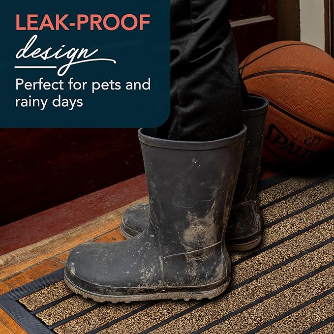 ubdyo Extra Durable Door Mat - Dirt Trapping Outdoor Welcome Mats - Non-Slip Outdoor Indoor Entrance - Low Profile Front Doormat (32" x 20", Bright Brown)