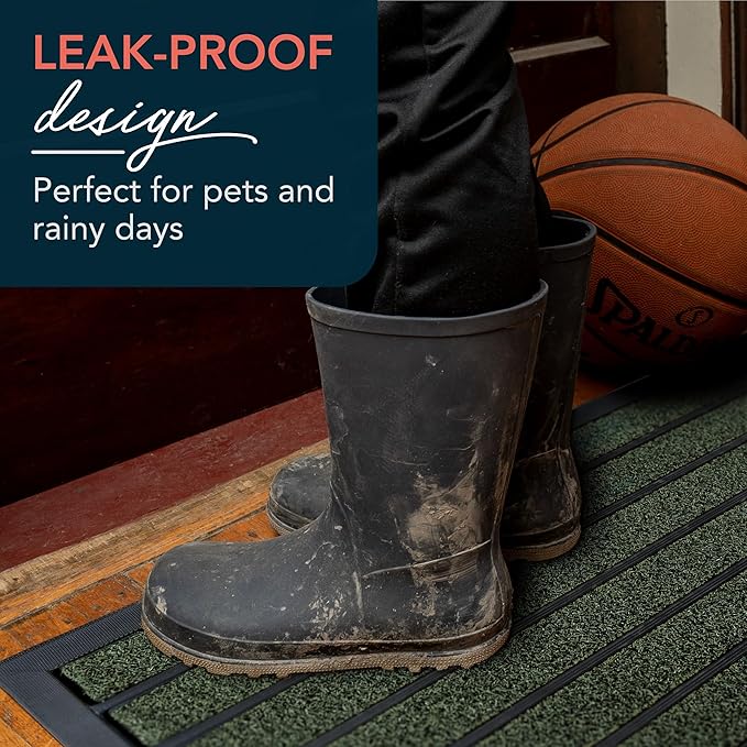 ubdyo Extra Durable Door Mat - Dirt Trapping Outdoor Welcome Mats - Non-Slip Outdoor Indoor Entrance - Low Profile Front Doormat (30" x 17", Bright Green)