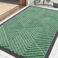 Smiry Front Door Mat Outside Entrance, Heavy Duty Sturdy Natural Rubber Doormat, Trap Dirt and Moisture, Easy Clean Low Profile Mats for Indoor Outdoor Entry, Irregular Triangle (36x24, Mint Green)