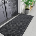 Smiry Front Door Mat Outside Entrance, Heavy Duty Sturdy Natural Rubber Doormat, Trap Dirt and Moisture, Easy Clean Low Profile Mats for Indoor Outdoor Entry, Grid Geometric (71x24, Grey)