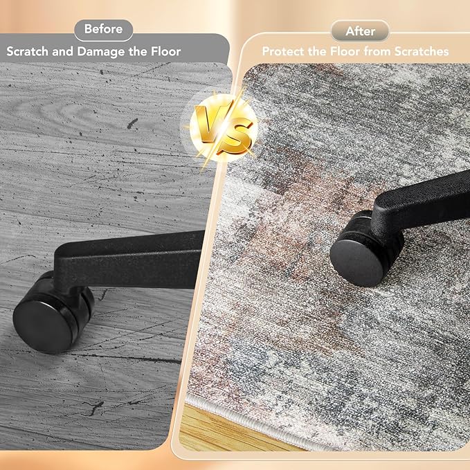 Office Chair Mat for Hardwood Floor&Tile Floor,36"X 48" Heavy Duty Desk Chair Mat for Hard Floors,Under Desk Rug for Rolling Computer Chair,Anti Slip,Low Pile Carpet Floor-Abstract Grey