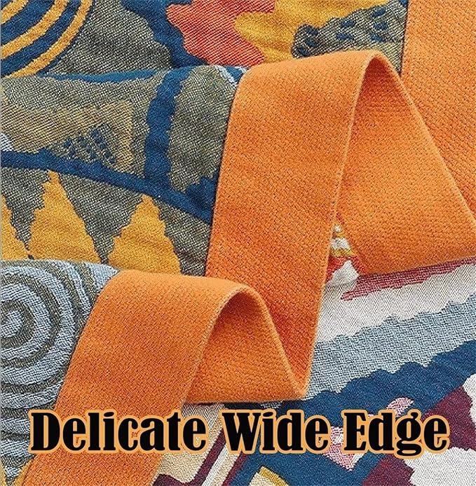 MSGKV Boho Throw Blanket for Bed 60"x80" 100% Cotton Couch Twin Size Blanket Breathable Lightweigh Blankets Home Decor Muslin All Seasons