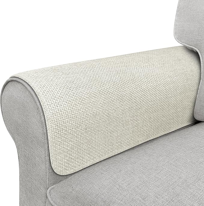 Couch Arm Covers, Waterproof Armrest Cover for Sofa, Armchair, Loveseat, Non-Slip Recliner Arm Cover, Sofa Arm Covers, Headrest Covers, Arm Chair Covers Set of 2 (Cream White, 24"×20")