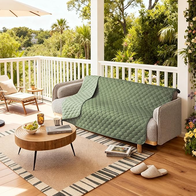 gogobunny 100% Double-Sided Waterproof Dog Bed Cover Pet Blanket Sofa Couch Furniture Protector for Puppy Large Dog Cat, Reversible (82x102 Inch (Pack of 1), Dark Green/Light Green)