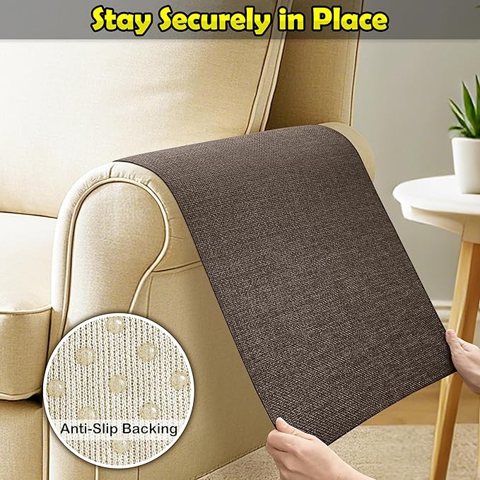 Couch Arm Covers, Waterproof Armrest Cover for Sofa, Armchair, Loveseat, Non-Slip Recliner Arm Cover, Sofa Arm Covers, Headrest Covers, Arm Chair Covers Set of 2 (Brown, 24"×20")