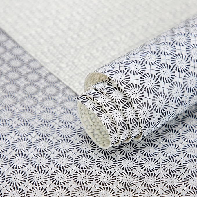 RAY STAR 12X120 Inch Shelf Liner for Kitchen Cabinets, Non-Adhesive Cabinet Liner Washable, PVC Drawer Liner for Dresser Non-Slip Bathroom (Black Circle)(1 Roll)