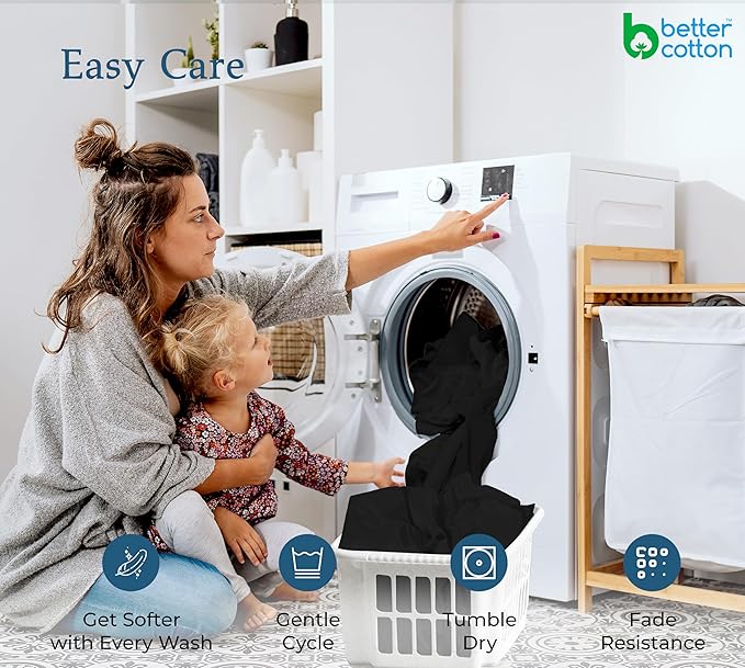 ROYALE LINENS 400 Thread Count 100% American Grown Cotton Fitted Sheet Twin Size - All Around Elastic Fitted Sheet - Luxury Sateen Weave - Snug Fit Bottom Sheet Fit Up to 16 Inch (Twin, Night Black)