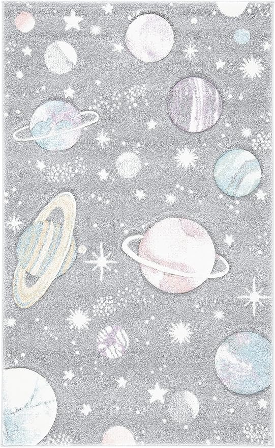 SAFAVIEH Carousel Kids Collection Accent Rug - 2'3" x 4', Grey & Lavender, Non-Shedding & Easy Care, Ideal for High Traffic Areas for Boys & Girls in Playroom, Nursery, Bedroom (CRK103F)