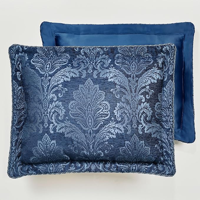 Touch of Class Camelot Luxury Bedding | Calming Navy Blue | Matte Satin Damask on Richly Textured Jacquard-Woven Chenille | Designed 3 Piece Set Includes Queen Bedspread and 2 Standard Shams