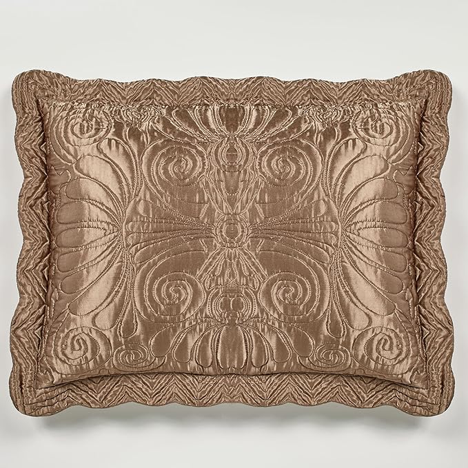 Touch of Class Portia Luxury Bedding | Rich Smoky Topaz | Premier Quilted Polyester Satin | Hand Guided Machine Quilted Scroll Design 3 Piece Set: Cal King Oversized Bedspread and 2 King Shams