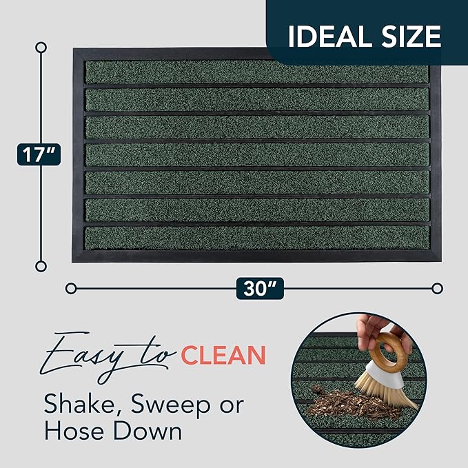 ubdyo Extra Durable Door Mat - Dirt Trapping Outdoor Welcome Mats - Non-Slip Outdoor Indoor Entrance - Low Profile Front Doormat (30" x 17", Bright Green)