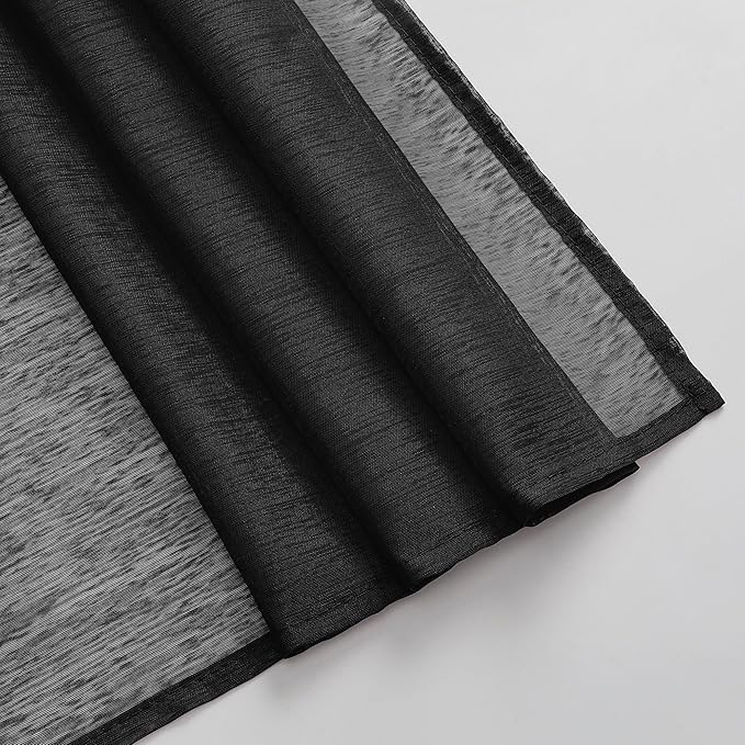 DONREN Jet Black Window Scarf Curtains for Outdoor Decoration - Add Luxury Beautiful Elegant Effect to Curtain Panels (1 Panel, 34 x 216 Inches Long)