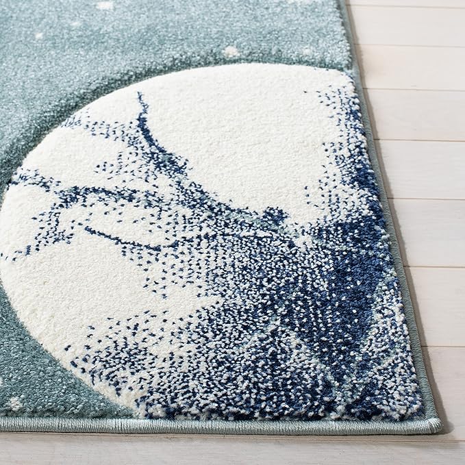 SAFAVIEH Carousel Kids Collection Accent Rug - 2'3" x 4', Teal & Ivory, Non-Shedding & Easy Care, Ideal for High Traffic Areas for Boys & Girls in Playroom, Nursery, Bedroom (CRK103J)