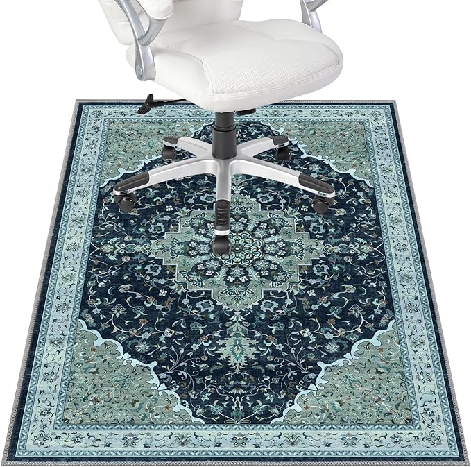 Office Chair Mat for Hardwood Floor&Tile Floor,36"X 48" Heavy Duty Desk Chair Mat for Hard Floors,Under Desk Rug for Rolling Computer Chair,Anti Slip,Low Pile Carpet Floor-Black Gray