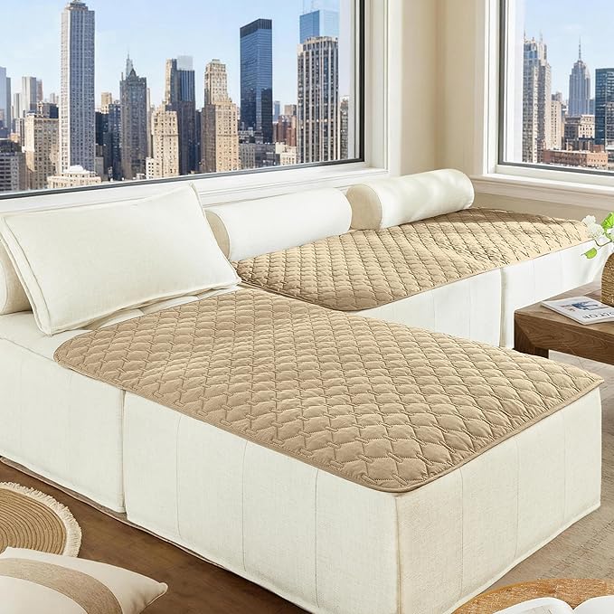 gogobunny 100% Double-Sided Waterproof Dog Bed Cover Pet Blanket Sofa Couch Furniture Protector for Puppy Large Dog Cat, Reversible (40x50 Inch (Pack of 1), Dark Beige/Light Beige)