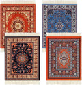 4 Pieces Rug Table Coasters Table Drink Holders Oriental Design Fabric Carpet Drink Mats Oriental Design Fabric Elegant Carpets Kitchen and Bar Mats for Home Office(Square,Retro Pattern)