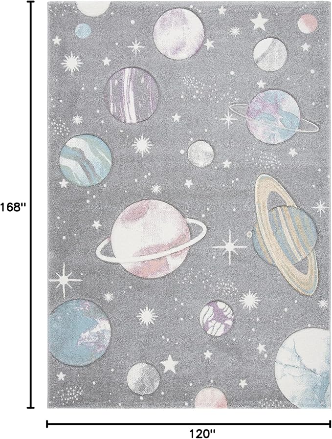 SAFAVIEH Carousel Kids Collection Area Rug - 10' x 14', Grey & Lavender, Non-Shedding & Easy Care, Ideal for High Traffic Areas for Boys & Girls in Playroom, Nursery, Bedroom (CRK103F)