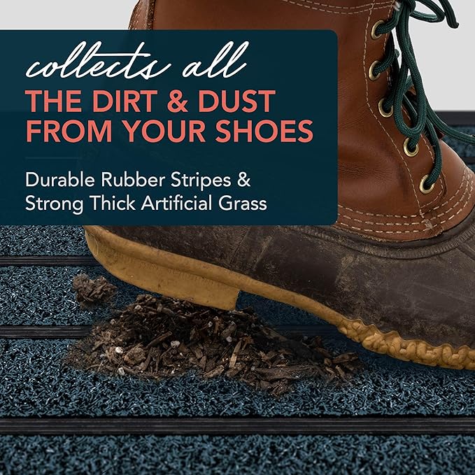 ubdyo Extra Durable Door Mat - Dirt Trapping Outdoor Welcome Mats - Non-Slip Outdoor Indoor Entrance - Low Profile Front Doormat (30" x 17", Bright Blue)