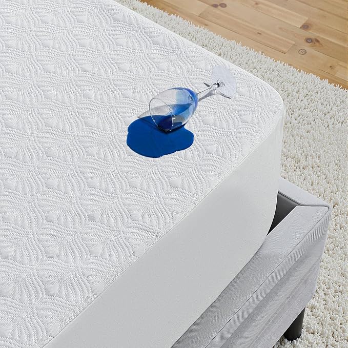 Waterproof Mattress Protector Twin Mattress Pad, Deep Stretchable Pocket Bed Cover, Machine Washable Soft Breathable Noiseless Mattress Protection for Household Guest Bedroom Home Hotel