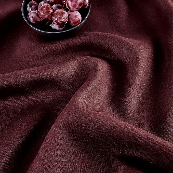 Solino Home Linen Burgundy Table Runner 144 Inches Long - 100% Pure Linen Extra Long Table Runner 14 x 144 Inch for Christmas, Holiday, Winter, New Year - Classic Hemstitch